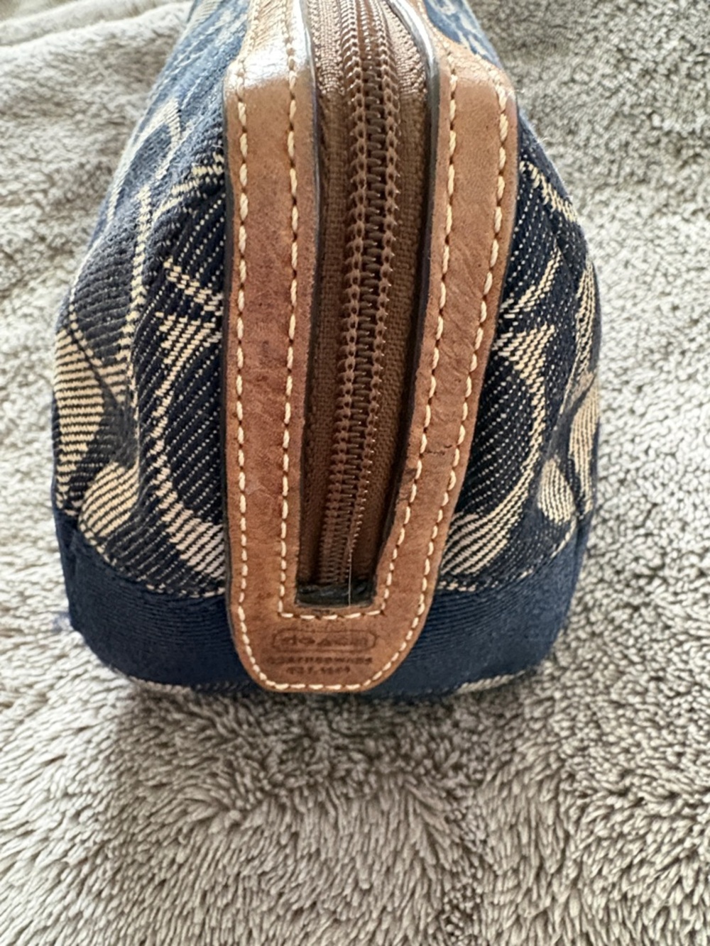 Coach Signature Canvas Cosmetic Bag in Blue and Tan - Picture 8 of 10